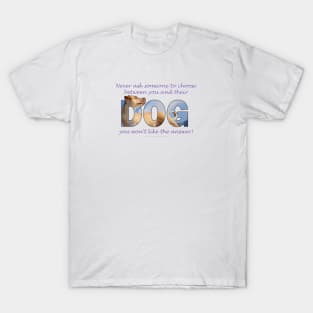 Never ask someone to choose between you and their dog you won't like the answer - labrador oil painting word art T-Shirt